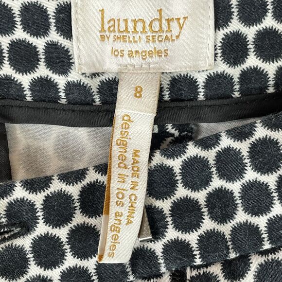 LAUNDRY Shelli Segal Bermuda Shorts Women's Size 8 Black / White Circles Stretch - Picture 5 of 16